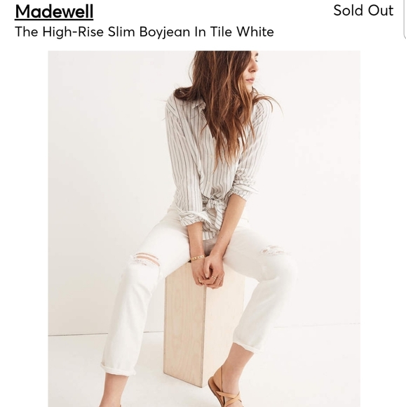 Madewell High-Rise Slim Boy Jean. Tile white. Size 31 - Picture 2 of 8